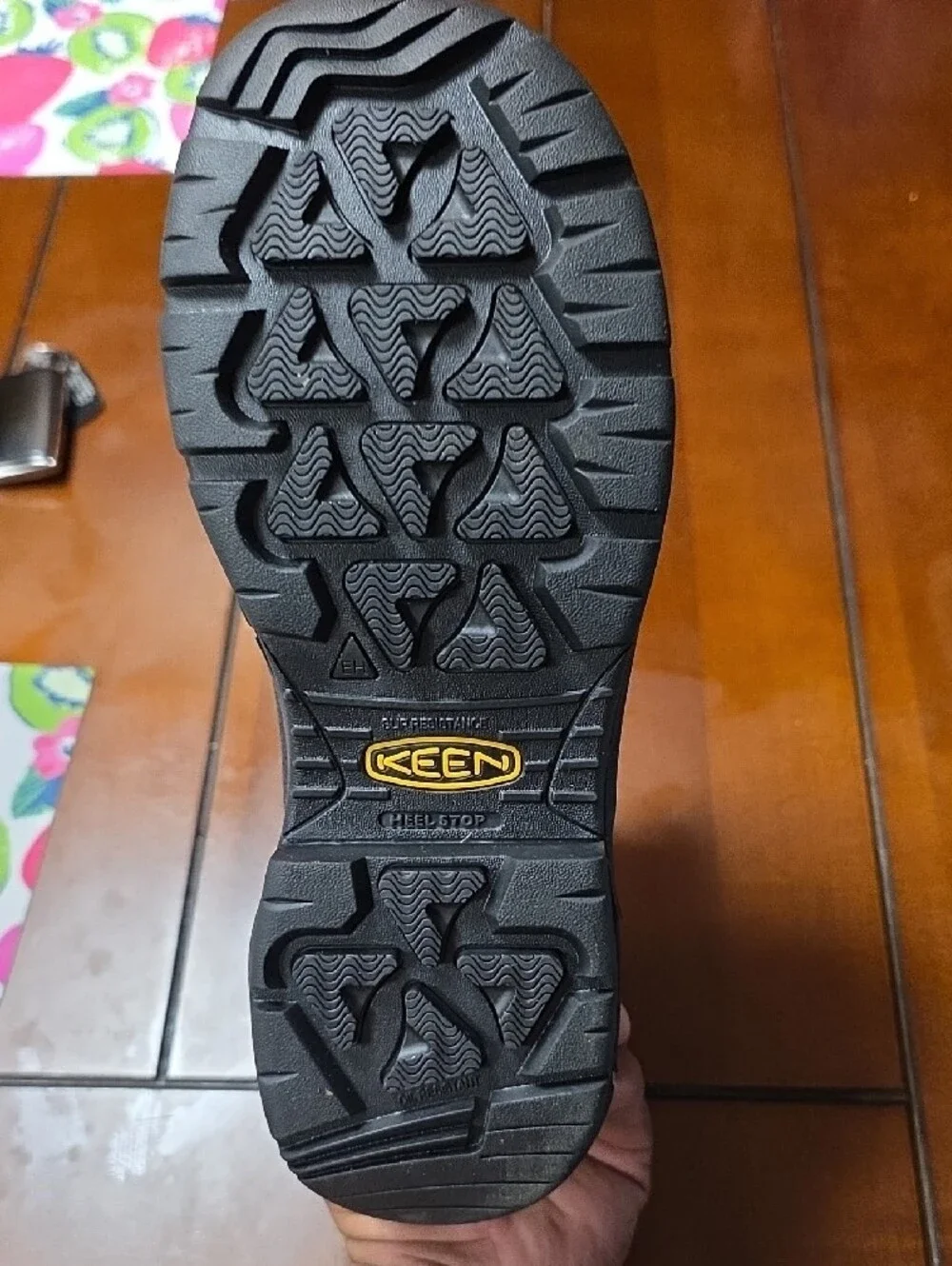 Keen Brown and Black Men's Waterproof Mid-Height Hiking Boot with Yellow Accents